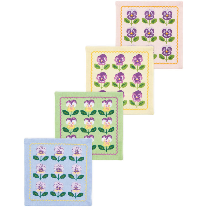Pansy Cloth Cocktail Napkin Set - Merry PigletsDanica Jubilee