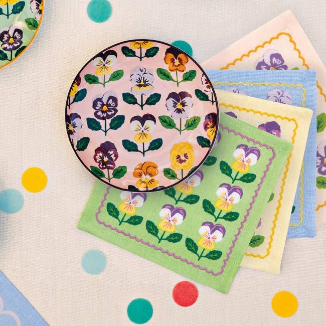 Pansy Cloth Cocktail Napkin Set - Merry PigletsDanica Jubilee