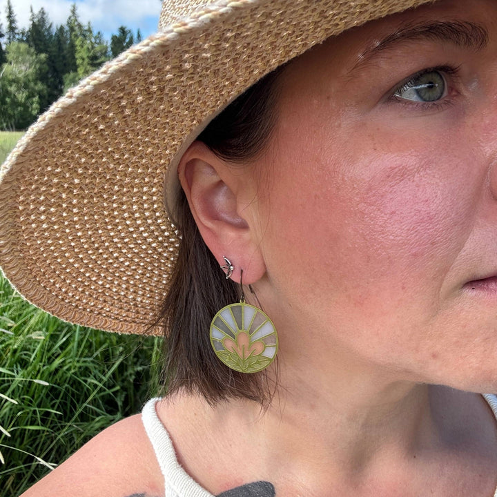 Perennial Stained Glass Resin Earrings - Merry PigletsWild Lupine Folkcraft
