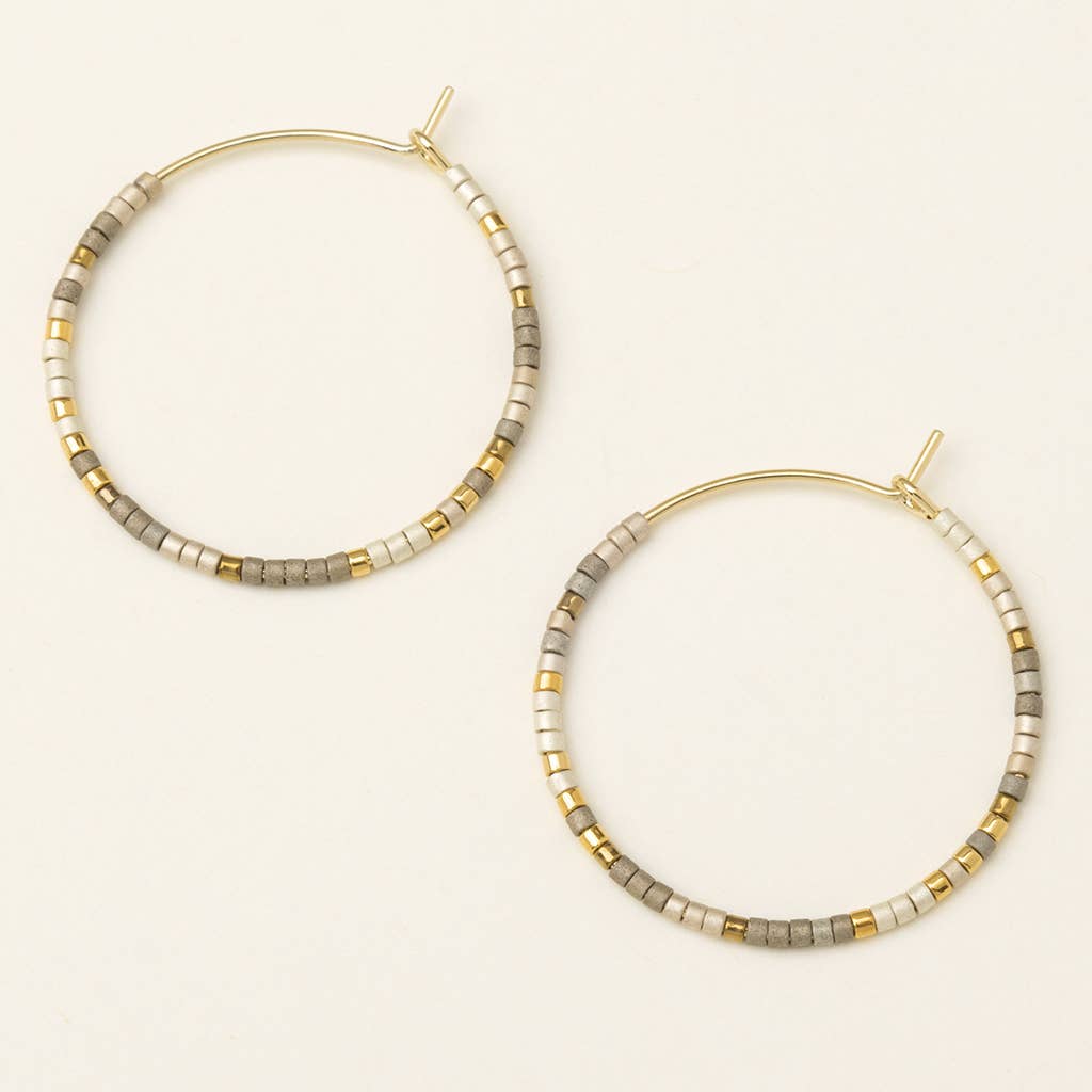 Pewter Multi/Gold Beaded Hoop Earrings - Merry PigletsScout Curated Wears