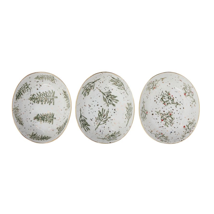 Pine Stoneware Dish - Merry PigletsCreative Co - Op