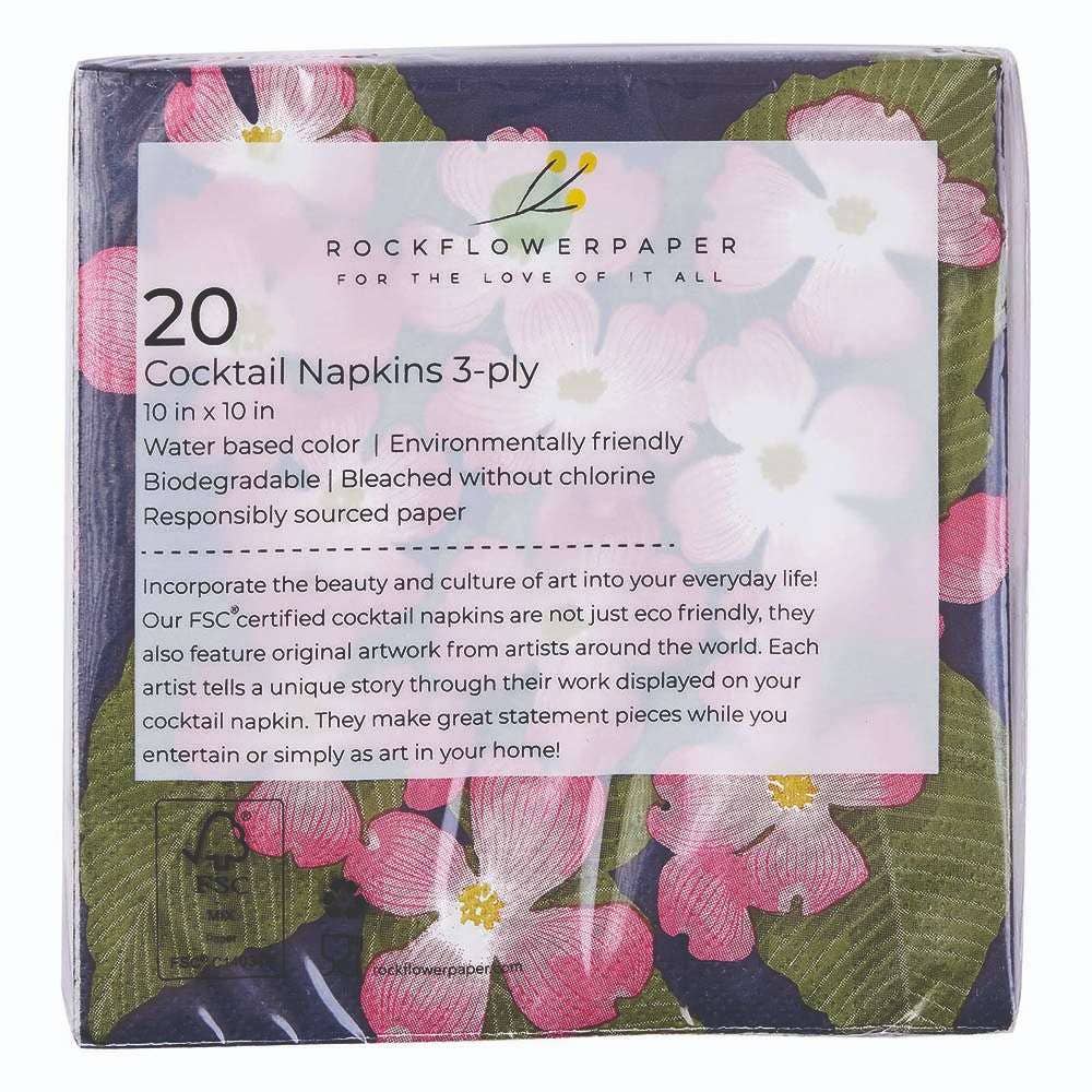 Pink Dogwood Paper Cocktail Napkins - Merry Pigletsrockflowerpaper