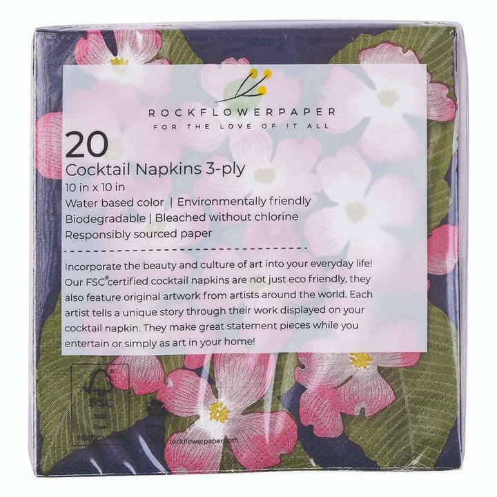 Pink Dogwood Paper Cocktail Napkins - Merry Pigletsrockflowerpaper