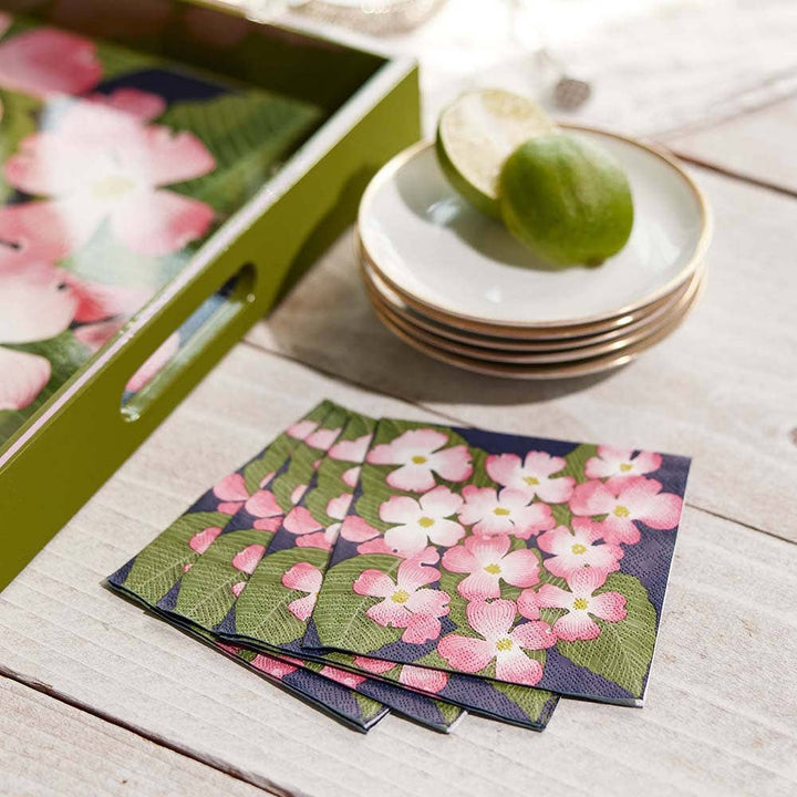 Pink Dogwood Paper Cocktail Napkins - Merry Pigletsrockflowerpaper