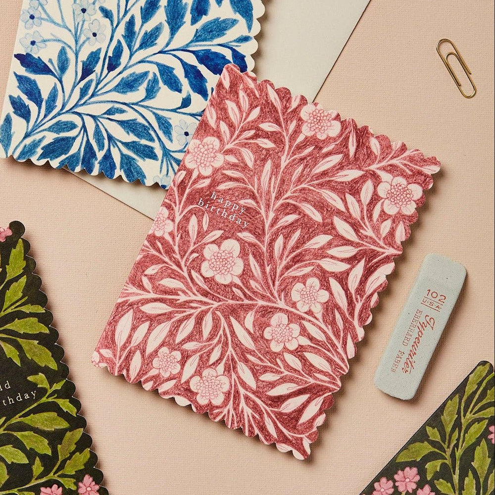 Pink Flora Birthday Greeting Card - Merry PigletsWanderlust Paper Co