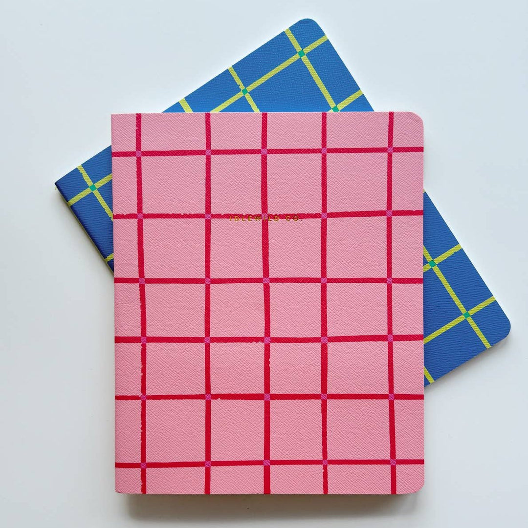 Pink Grid Notebook Duo - Merry PigletsIdlewild Co.