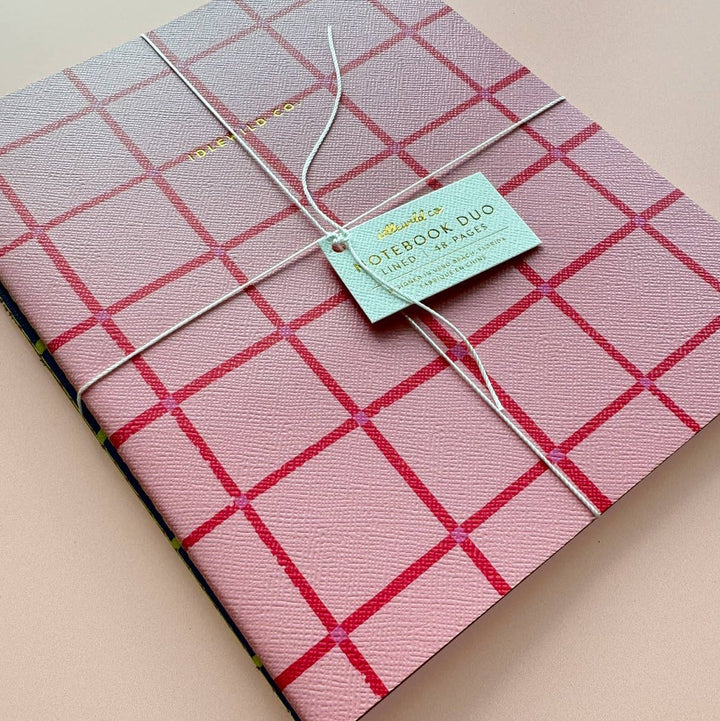 Pink Grid Notebook Duo - Merry PigletsIdlewild Co.