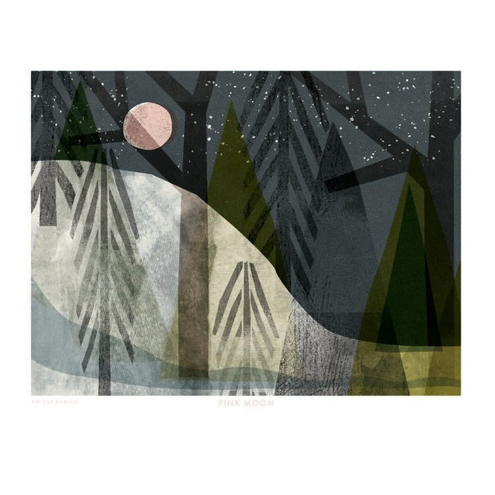 Pink Moon Print - Merry PigletsTin Cup Design