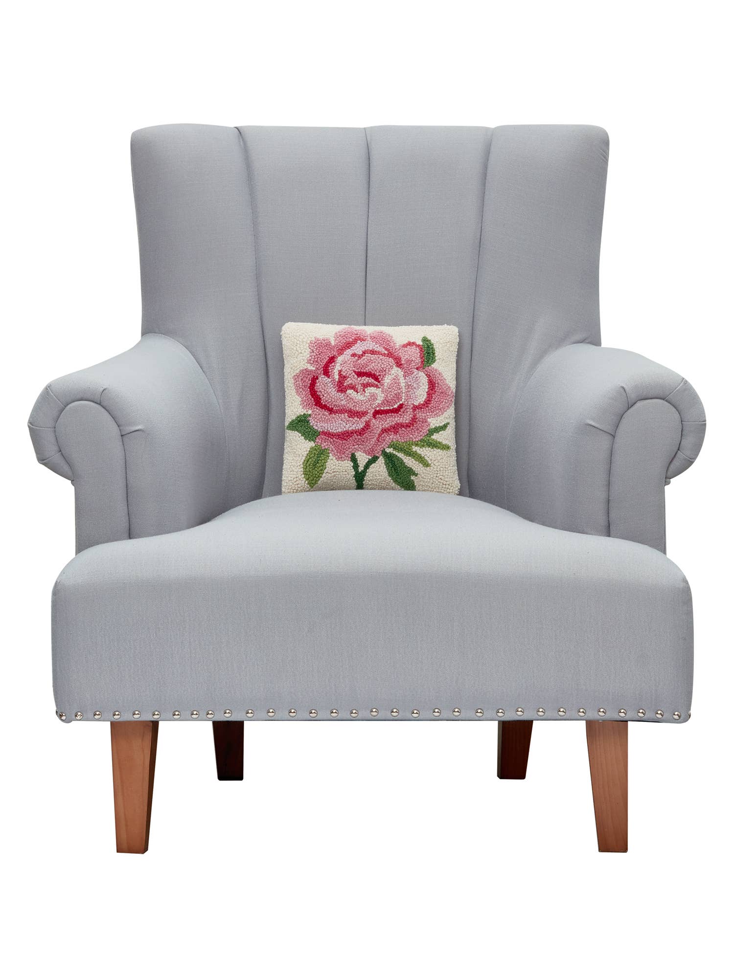 Peking Handicraft Peony Wool Hooked Pillow - Thumbnail 3
