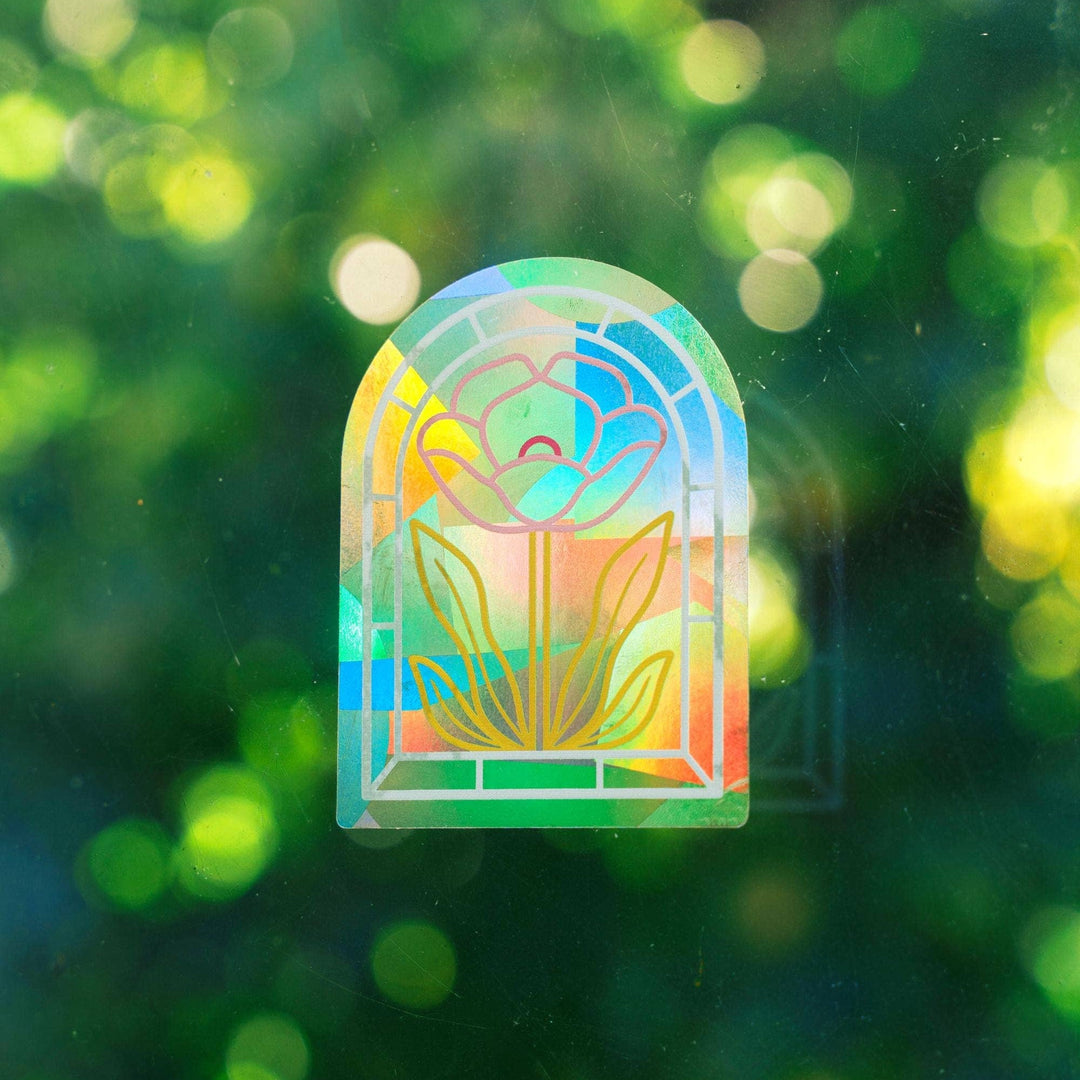 Pink Poppy Suncatcher Window Sticker - Merry PigletsTen By Ten