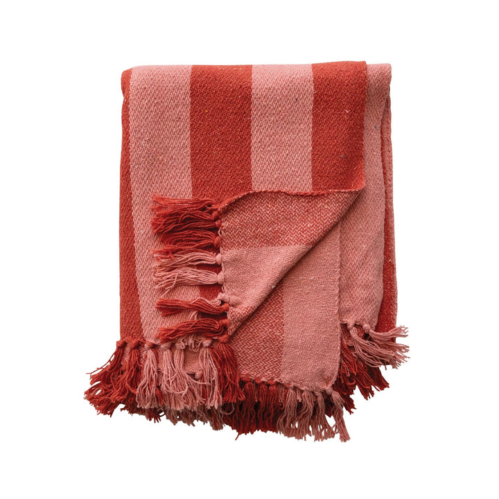 Pink & Red Cotton Blend Throw - Merry PigletsCreative Co-Op