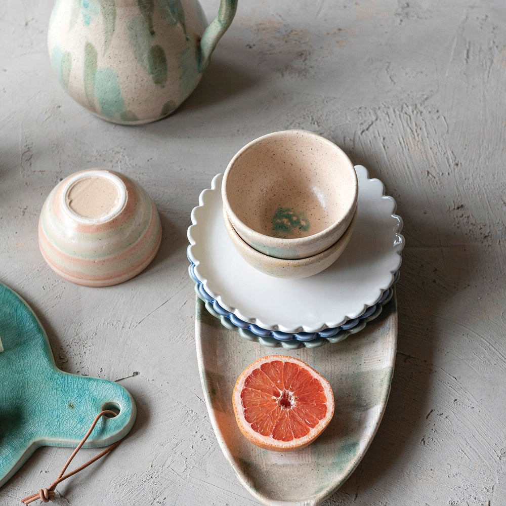 Plate with Scalloped Edge - Merry PigletsCreative Co - Op