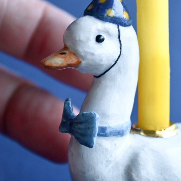 Porcelain Blue Goose Cake Topper - Merry PigletsCamp Hollow Porcelain Animal Treasures