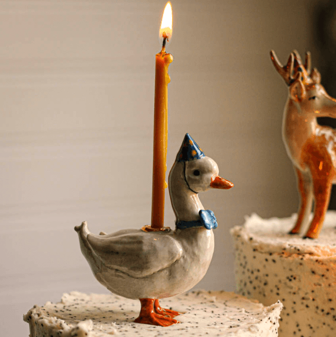Porcelain Blue Goose Cake Topper - Merry PigletsCamp Hollow Porcelain Animal Treasures