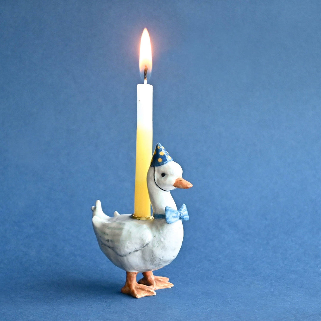 Porcelain Blue Goose Cake Topper - Merry PigletsCamp Hollow Porcelain Animal Treasures