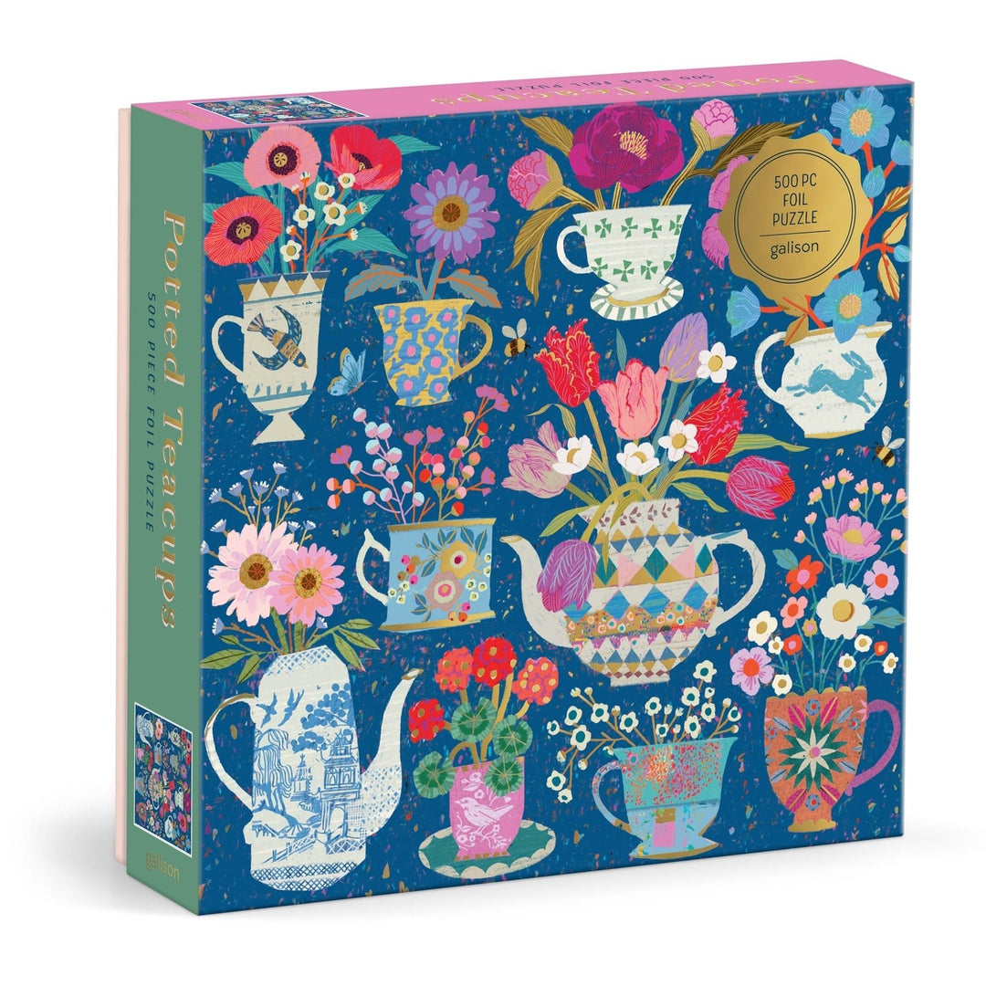 Potted Teacups 500 Piece Puzzle - Merry PigletsGalison