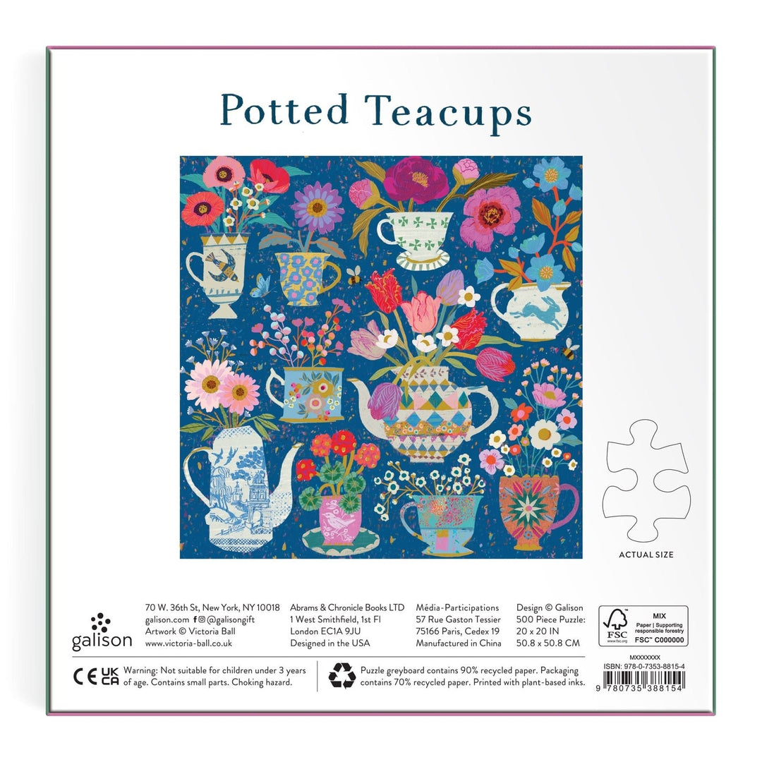 Potted Teacups 500 Piece Puzzle - Merry PigletsGalison