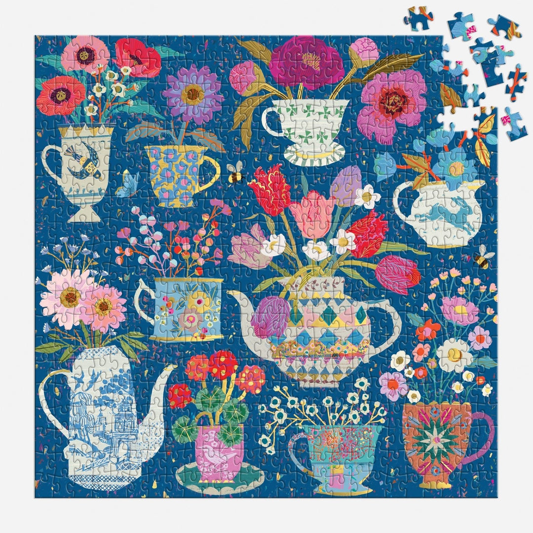 Potted Teacups 500 Piece Puzzle - Merry PigletsGalison