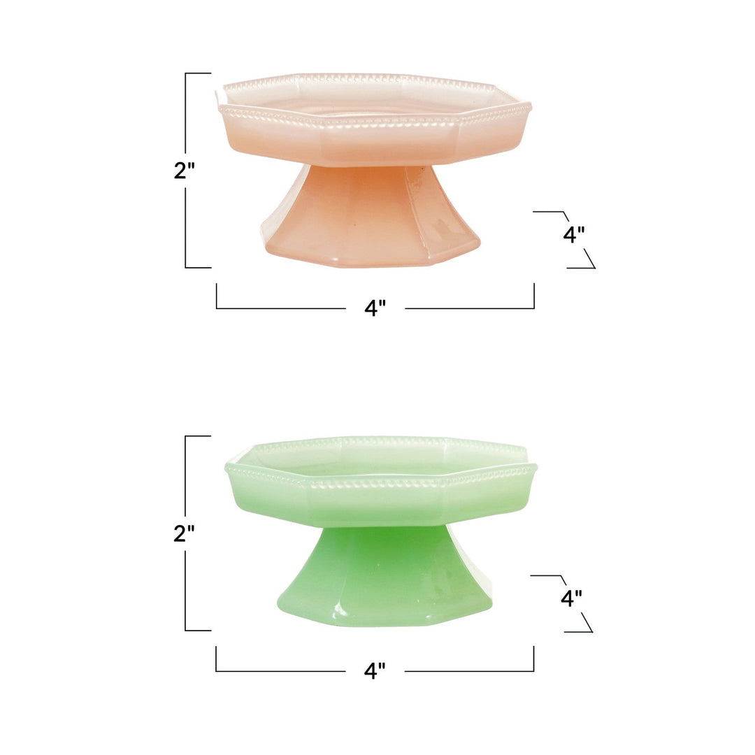 Pressed Milk Glass Footed Pedestal - Merry PigletsCreative Co-Op