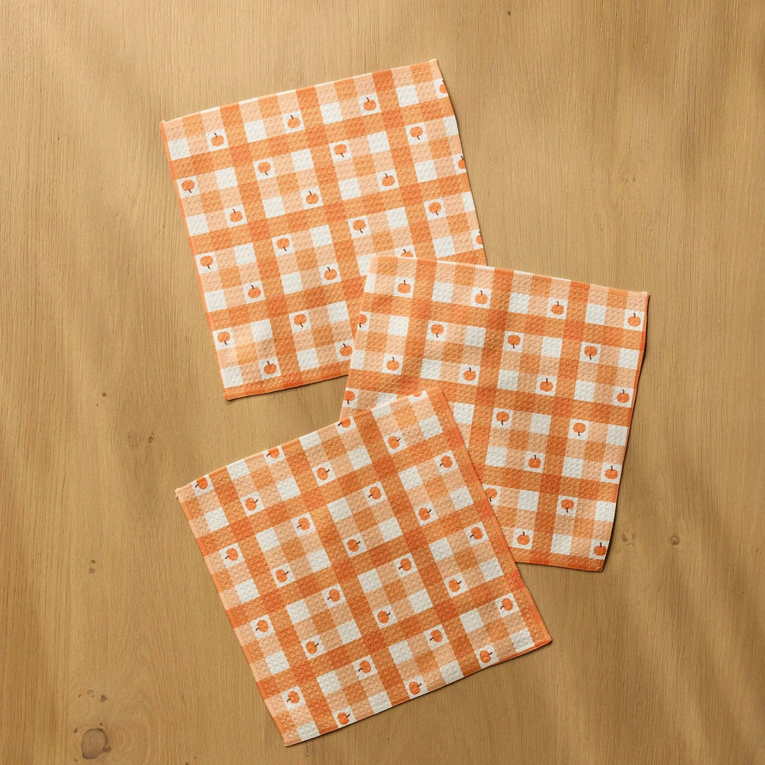 Pumpkin Check Geometry Dishcloth Set - Merry PigletsGeometry