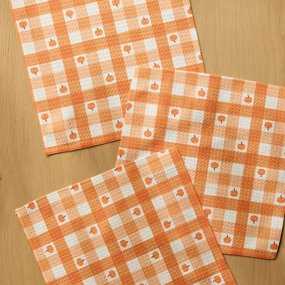 Pumpkin Check Geometry Dishcloth Set - Merry PigletsGeometry