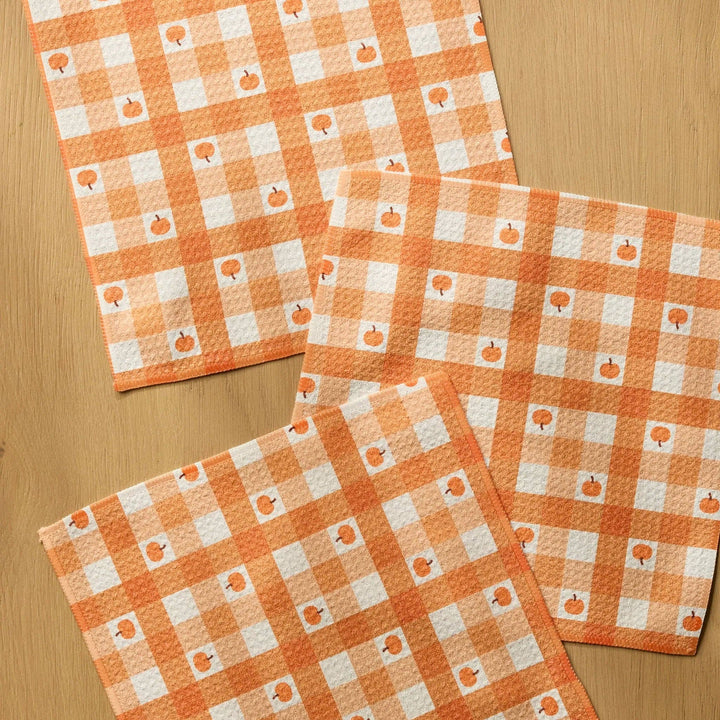 Pumpkin Check Geometry Dishcloth Set - Merry PigletsGeometry