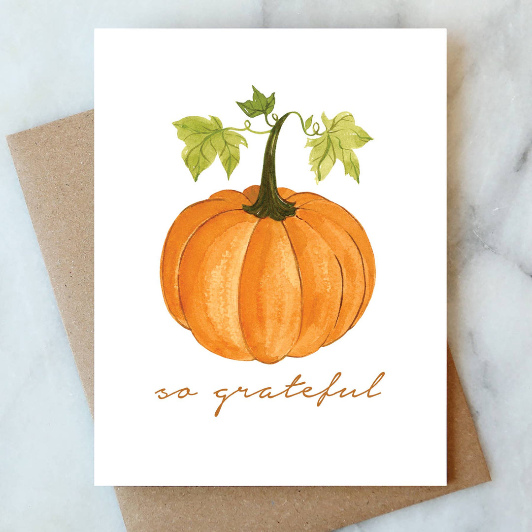 Pumpkin So Grateful Greeting Card - Merry PigletsAbigail Jayne Design