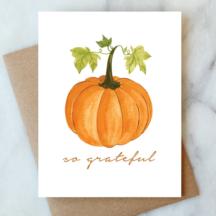 Pumpkin So Grateful Greeting Card - Merry PigletsAbigail Jayne Design