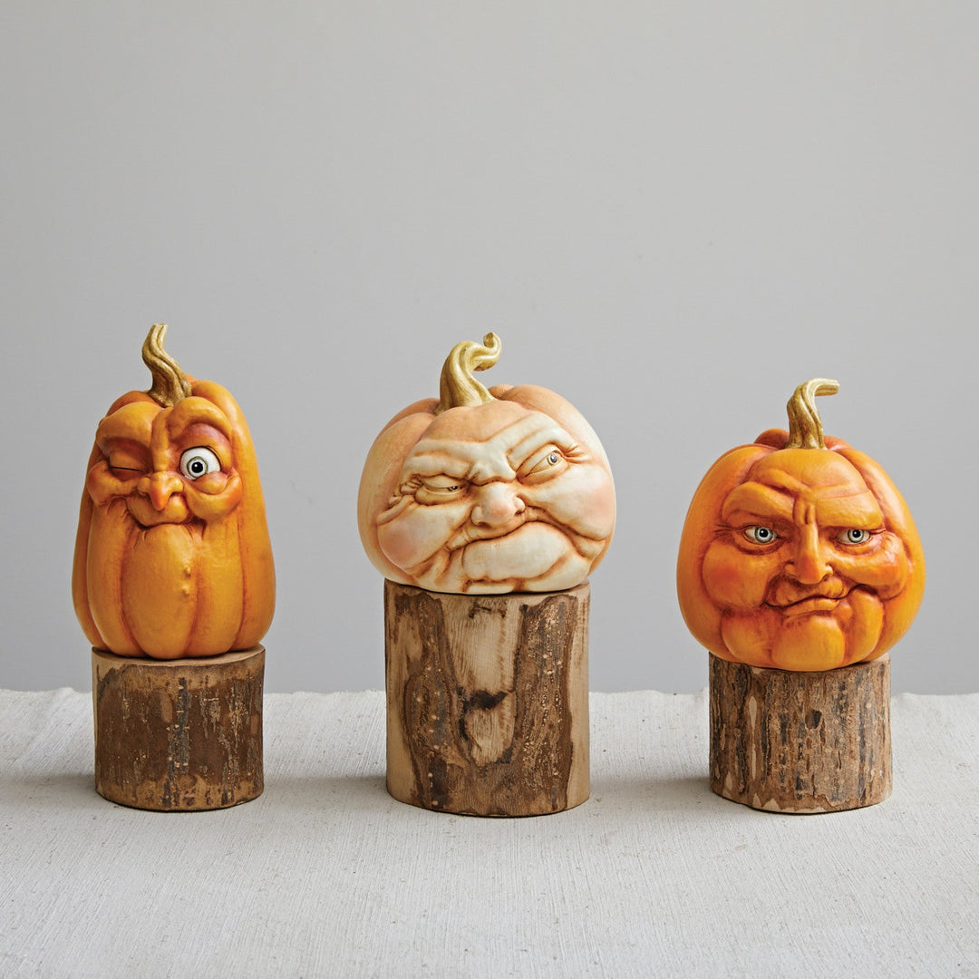 Pumpkin with Face - Merry PigletsCreative Co - Op