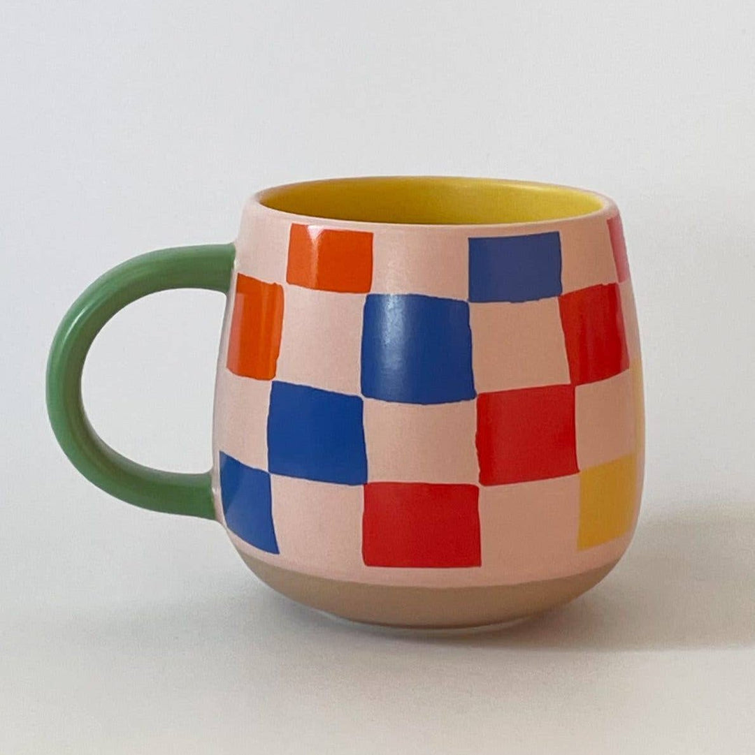 Rainbow Checks Ceramic Mug - Merry PigletsIdlewild Co.