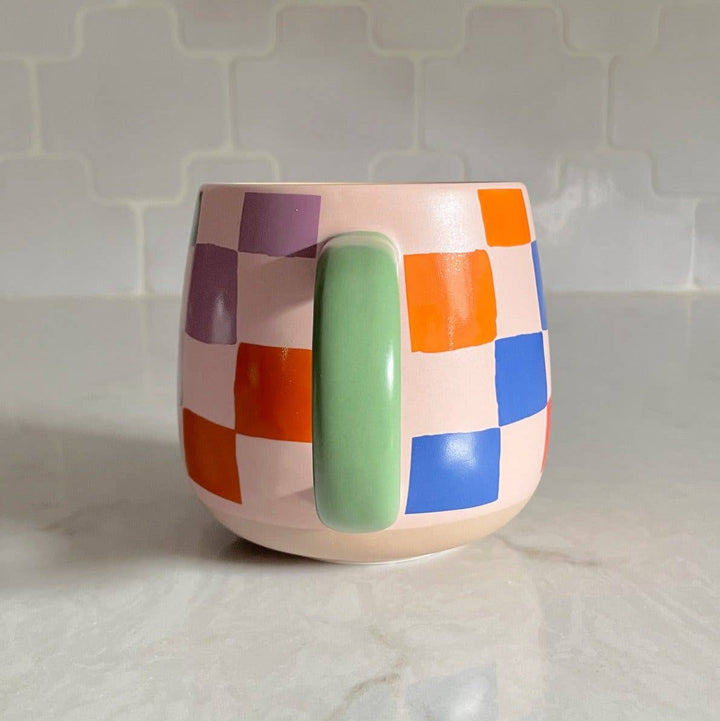 Rainbow Checks Ceramic Mug - Merry PigletsIdlewild Co.