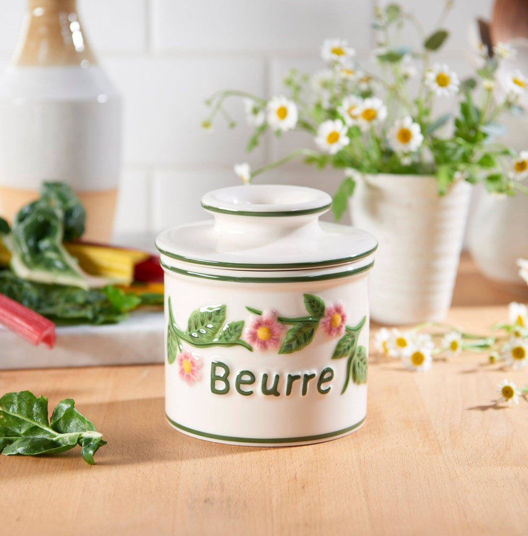 Raised Floral Butter Bell Crock - Merry PigletsThe Original Butter Bell® Crock
