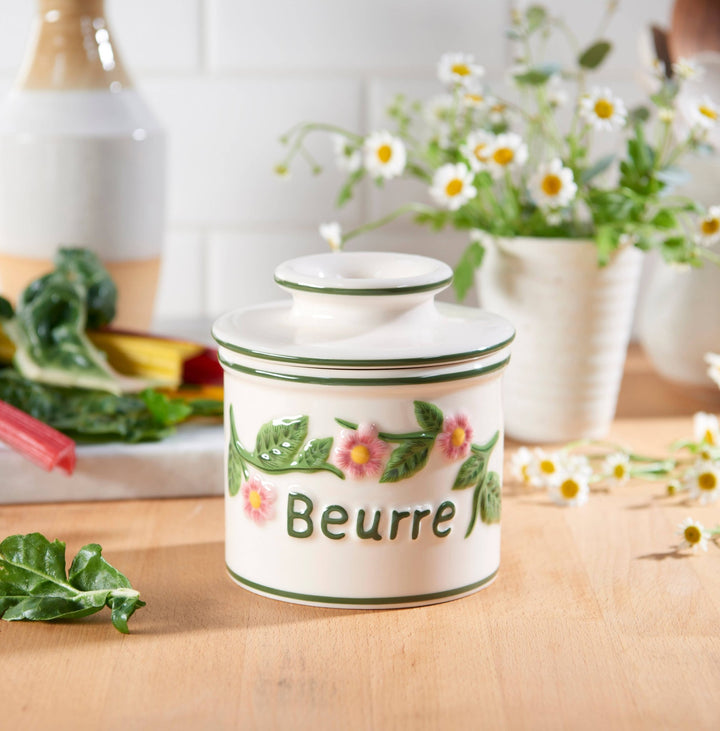 Raised Floral Butter Bell Crock - Merry PigletsThe Original Butter Bell® Crock