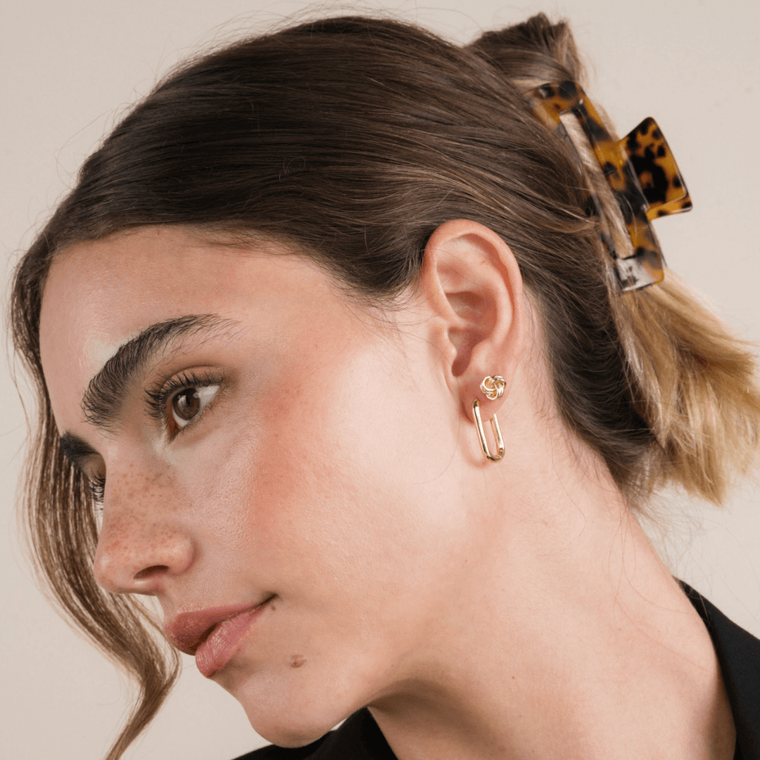 Rectangle Gold Hoop Earrings - Merry PigletsJaxKelly
