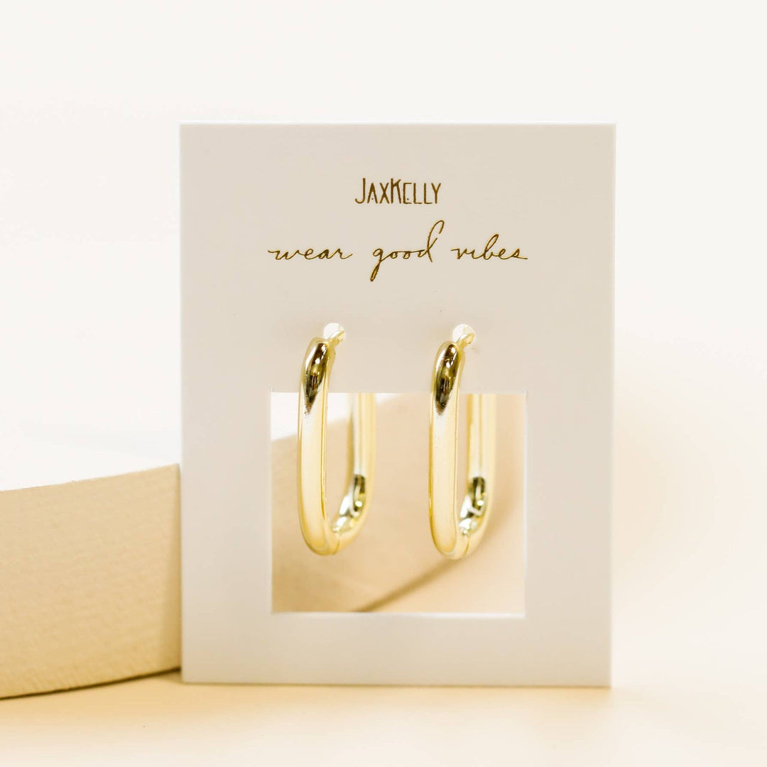 Rectangle Gold Hoop Earrings - Merry PigletsJaxKelly
