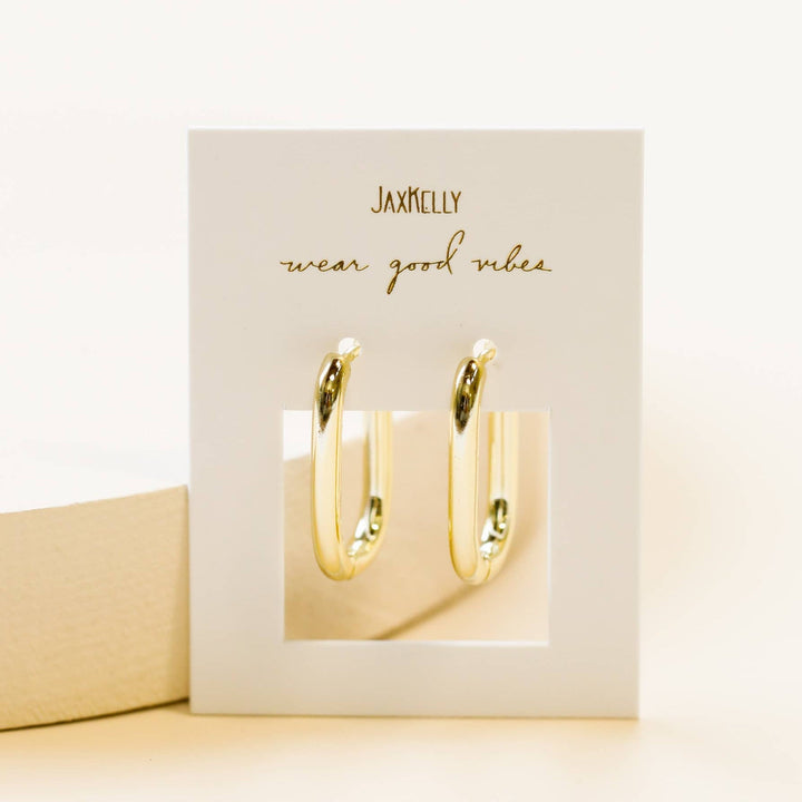 Rectangle Gold Hoop Earrings - Merry PigletsJaxKelly