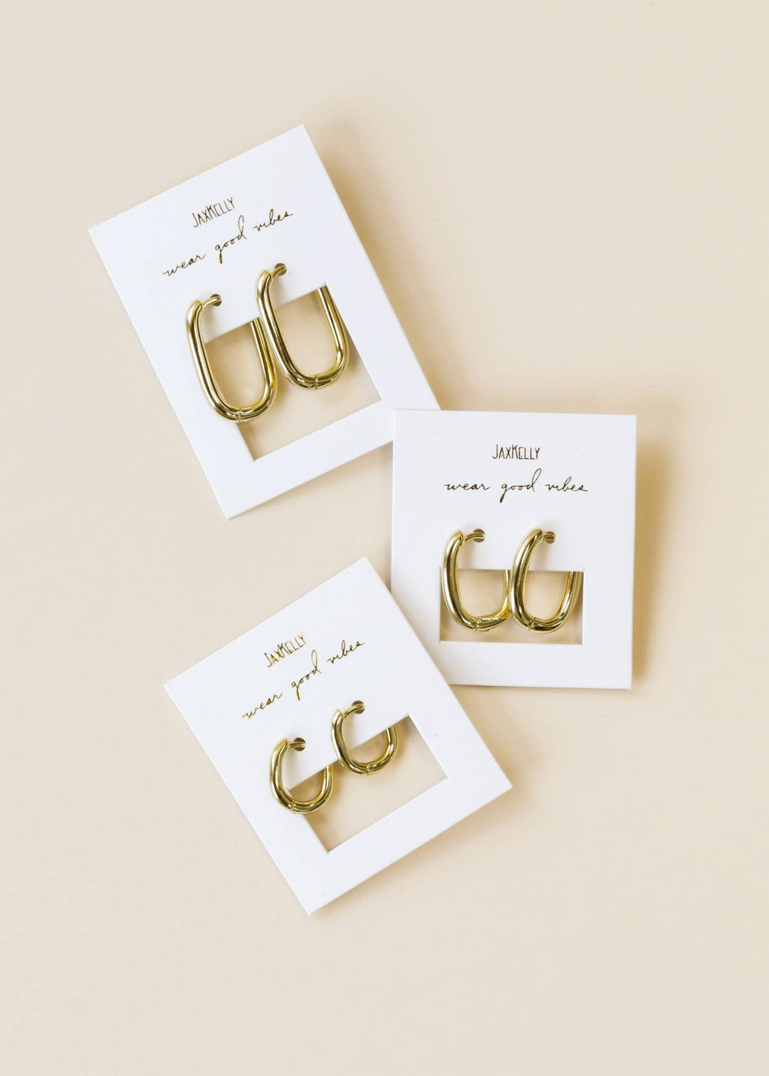 Rectangle Gold Hoop Earrings - Merry PigletsJaxKelly