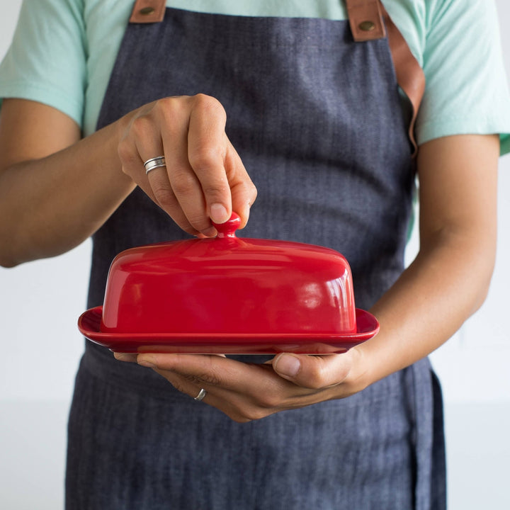 Red Butter Dish - Merry PigletsNow Designs by Danica