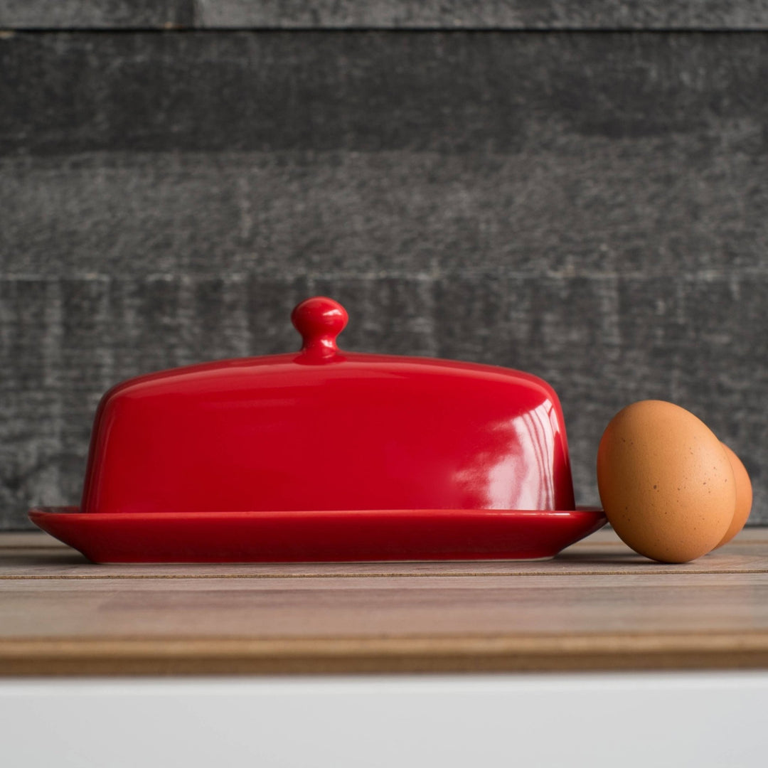 Red Butter Dish - Merry PigletsNow Designs by Danica