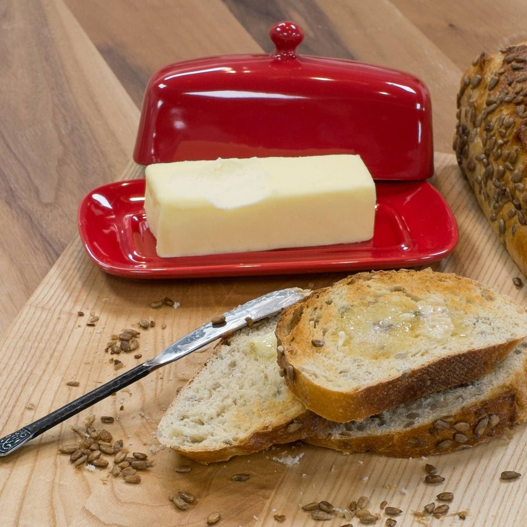 Red Butter Dish - Merry PigletsNow Designs by Danica