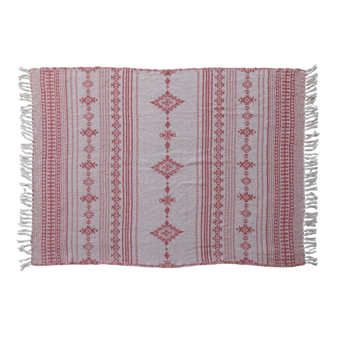 Red & Cream Fair Isle Throw - Merry PigletsCreative Co - Op