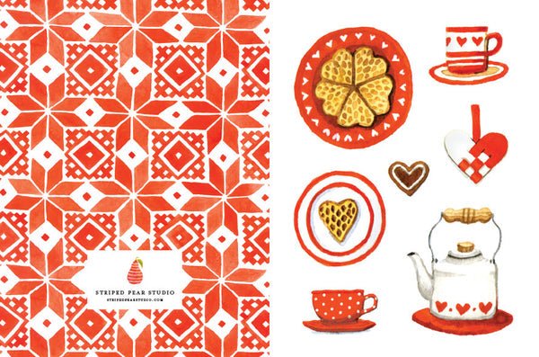 Red Hygge Notecards - Merry PigletsSkandisk