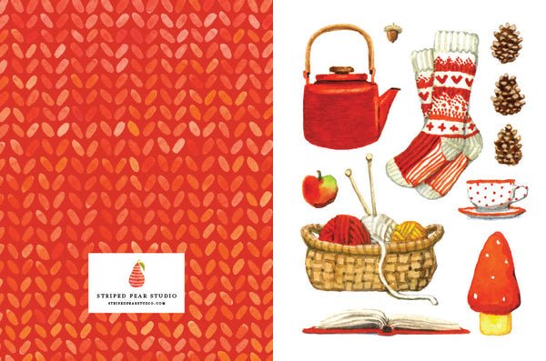Red Hygge Notecards - Merry PigletsSkandisk