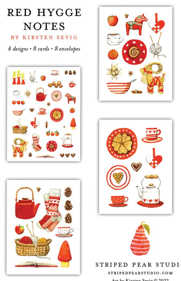 Red Hygge Notecards - Merry PigletsSkandisk