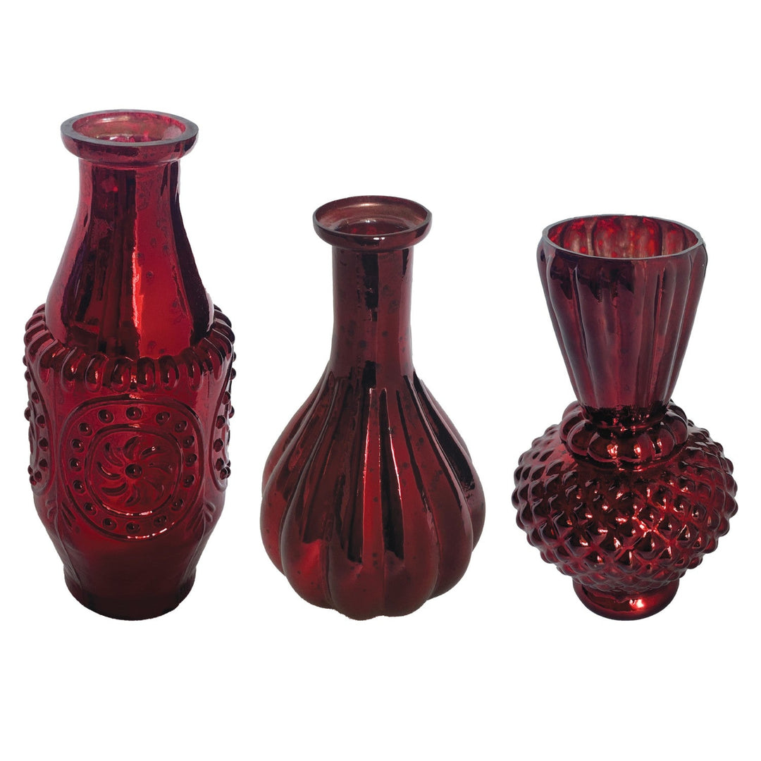 Red Mercury Glass Vase - Merry PigletsCreative Co-Op