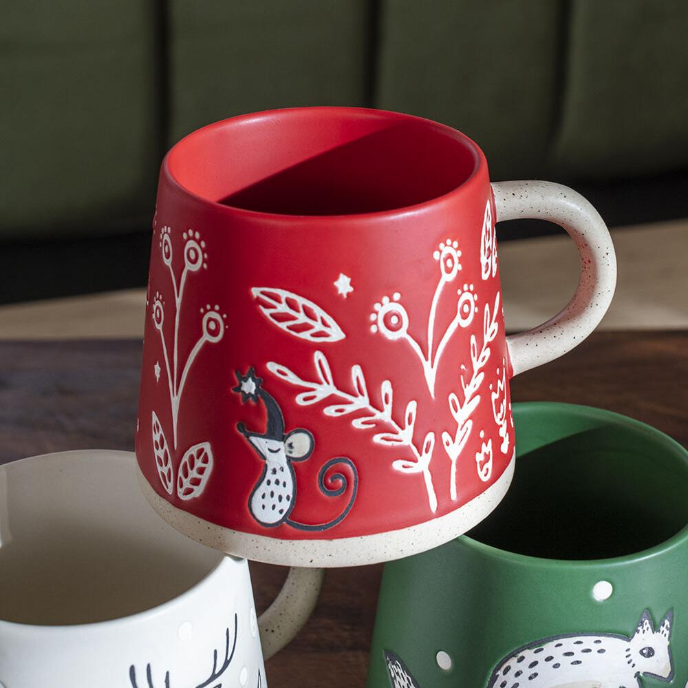 Red Nordic Mouse Mug - Merry PigletsAccent Decor