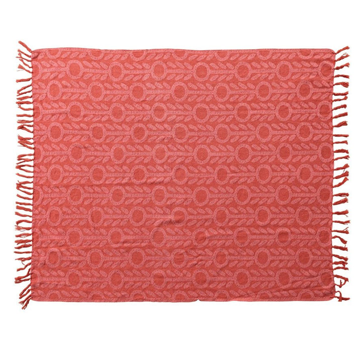 Red + Pink Jacquard Floral Throw Blanket - Merry PigletsCreative Co - Op