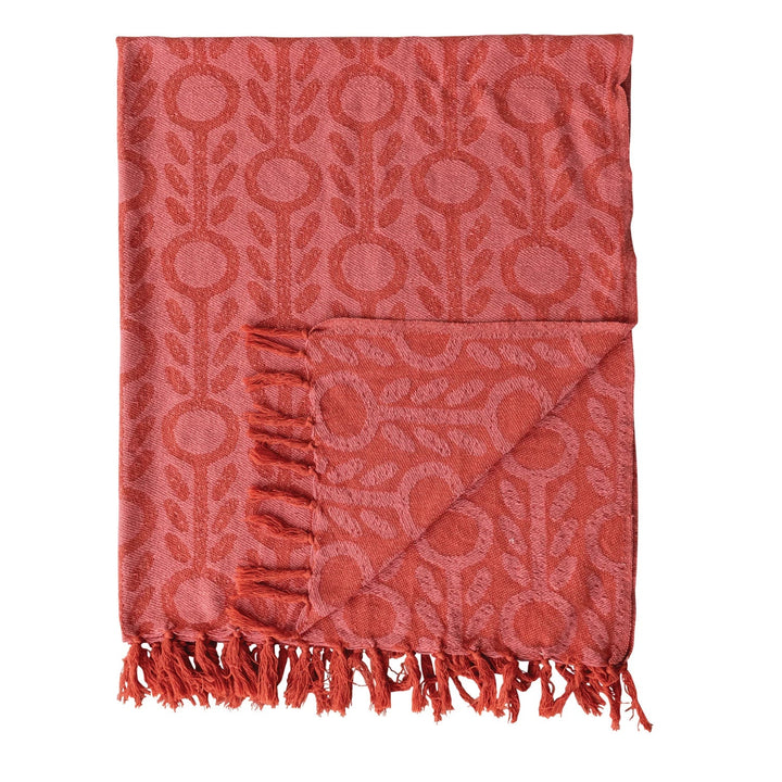 Red + Pink Jacquard Floral Throw Blanket - Merry PigletsCreative Co - Op