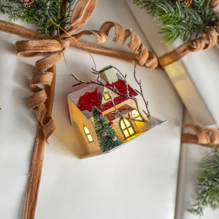 Red Roof Light Up House Ornament - Merry PigletsRagon House