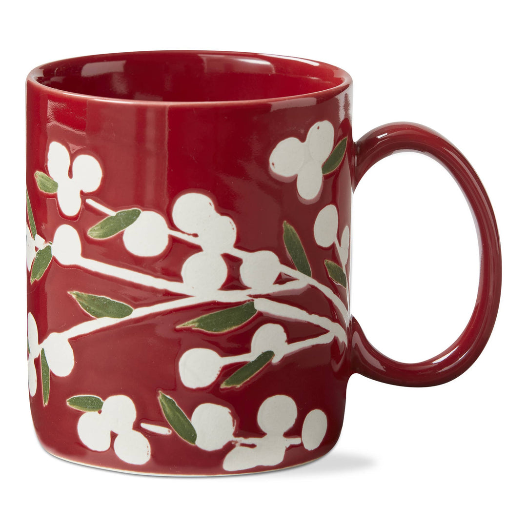 Red Sprig & White Berries Mug - Merry Pigletstag